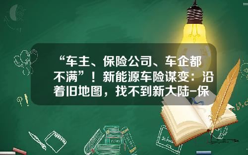 “车主、保险公司、车企都不满”！新能源车险谋变：沿着旧地图，找不到新大陆-保险公司赔率不超过多少.