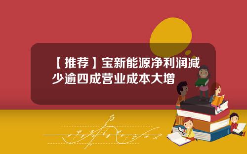 【推荐】宝新能源净利润减少逾四成营业成本大增