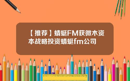 【推荐】蜻蜓FM获微木资本战略投资蜻蜓fm公司