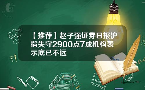 【推荐】赵子强证券日报沪指失守2900点7成机构表示底已不远