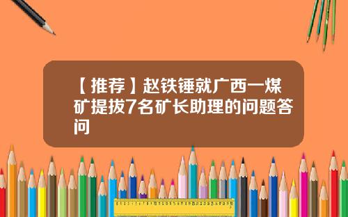 【推荐】赵铁锤就广西一煤矿提拔7名矿长助理的问题答问