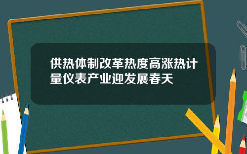 供热体制改革热度高涨热计量仪表产业迎发展春天