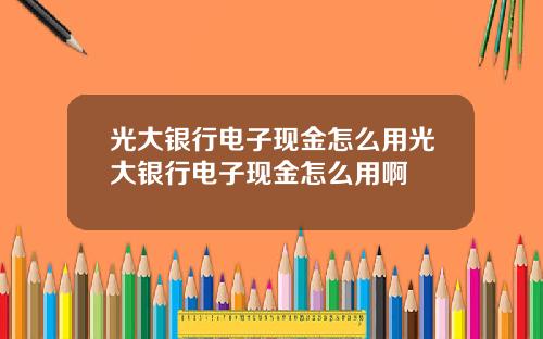 光大银行电子现金怎么用光大银行电子现金怎么用啊