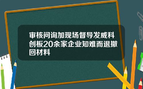 审核问询加现场督导发威科创板20余家企业知难而退撤回材料