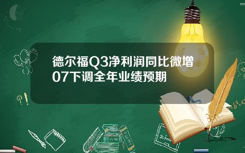 德尔福Q3净利润同比微增07下调全年业绩预期