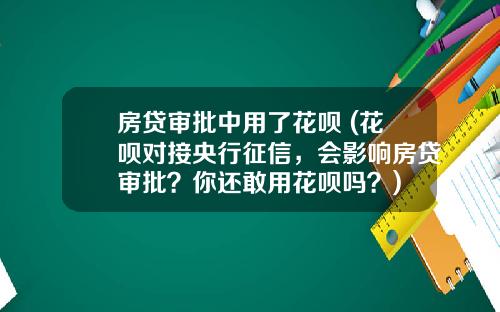 房贷审批中用了花呗 (花呗对接央行征信，会影响房贷审批？你还敢用花呗吗？)
