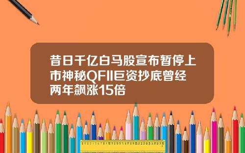 昔日千亿白马股宣布暂停上市神秘QFII巨资抄底曾经两年飙涨15倍