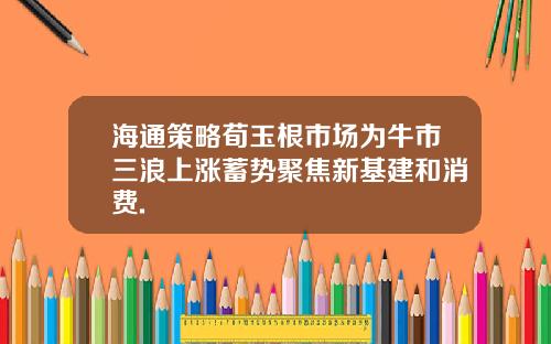 海通策略荀玉根市场为牛市三浪上涨蓄势聚焦新基建和消费.