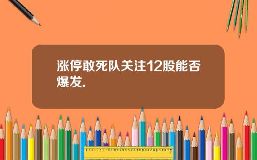涨停敢死队关注12股能否爆发.