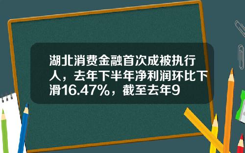 湖北消费金融首次成被执行人，去年下半年净利润环比下滑16.47%，截至去年9月资产负债率达86%_1