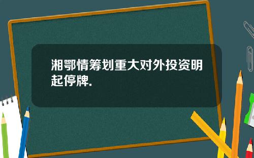 湘鄂情筹划重大对外投资明起停牌.