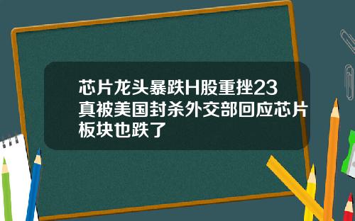 芯片龙头暴跌H股重挫23真被美国封杀外交部回应芯片板块也跌了