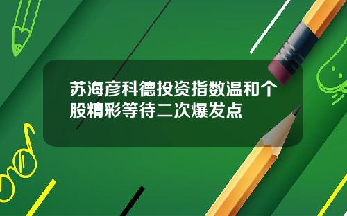 苏海彦科德投资指数温和个股精彩等待二次爆发点