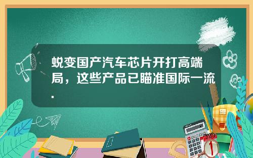 蜕变国产汽车芯片开打高端局，这些产品已瞄准国际一流.