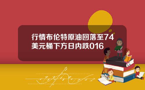 行情布伦特原油回落至74美元桶下方日内跌016