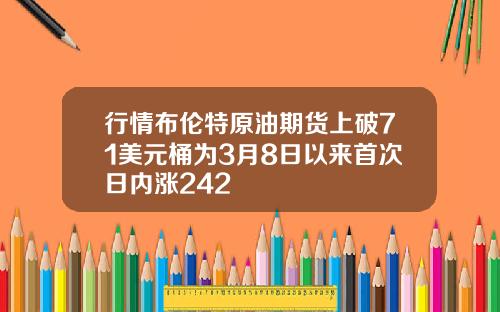 行情布伦特原油期货上破71美元桶为3月8日以来首次日内涨242