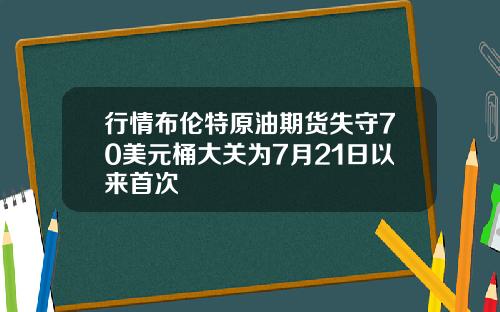 行情布伦特原油期货失守70美元桶大关为7月21日以来首次