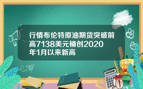 行情布伦特原油期货突破前高7138美元桶创2020年1月以来新高