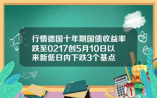 行情德国十年期国债收益率跌至0217创5月10日以来新低日内下跌3个基点