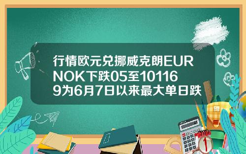行情欧元兑挪威克朗EURNOK下跌05至101169为6月7日以来最大单日跌幅