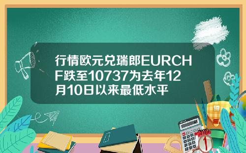 行情欧元兑瑞郎EURCHF跌至10737为去年12月10日以来最低水平