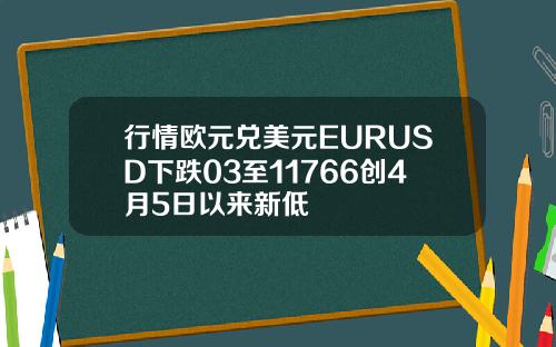 行情欧元兑美元EURUSD下跌03至11766创4月5日以来新低
