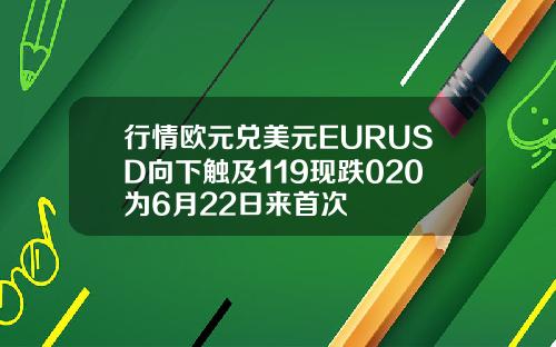 行情欧元兑美元EURUSD向下触及119现跌020为6月22日来首次