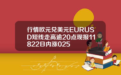 行情欧元兑美元EURUSD短线走高逾20点现报11822日内涨025