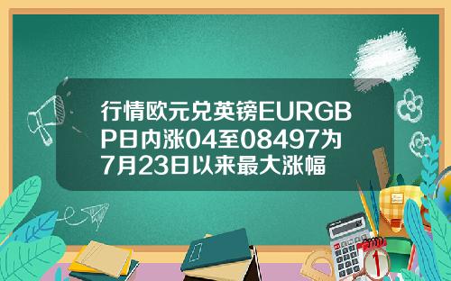行情欧元兑英镑EURGBP日内涨04至08497为7月23日以来最大涨幅