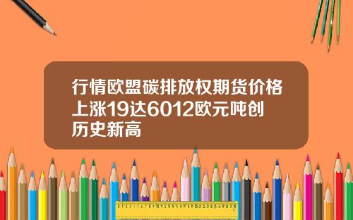 行情欧盟碳排放权期货价格上涨19达6012欧元吨创历史新高