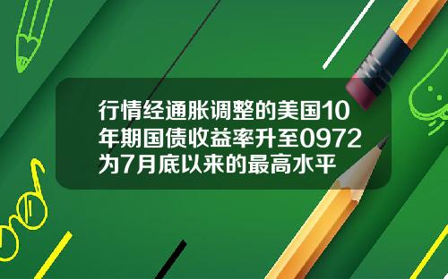 行情经通胀调整的美国10年期国债收益率升至0972为7月底以来的最高水平