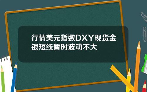 行情美元指数DXY现货金银短线暂时波动不大