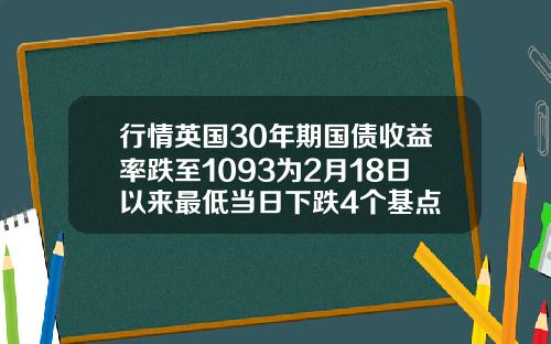 行情英国30年期国债收益率跌至1093为2月18日以来最低当日下跌4个基点