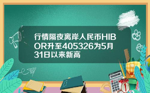 行情隔夜离岸人民币HIBOR升至405326为5月31日以来新高
