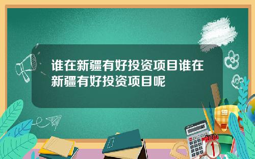 谁在新疆有好投资项目谁在新疆有好投资项目呢