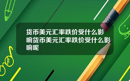 货币美元汇率跌价受什么影响货币美元汇率跌价受什么影响呢