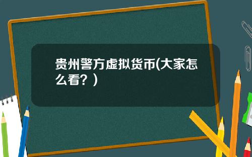 贵州警方虚拟货币(大家怎么看？)