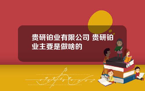 贵研铂业有限公司 贵研铂业主要是做啥的