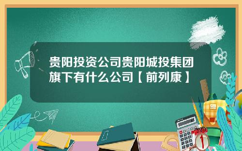 贵阳投资公司贵阳城投集团旗下有什么公司【前列康】