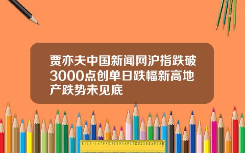 贾亦夫中国新闻网沪指跌破3000点创单日跌幅新高地产跌势未见底