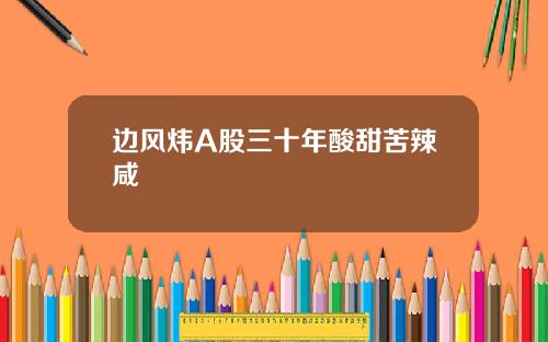 边风炜A股三十年酸甜苦辣咸