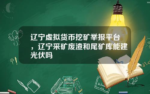 辽宁虚拟货币挖矿举报平台，辽宁采矿废渣和尾矿库能建光伏吗