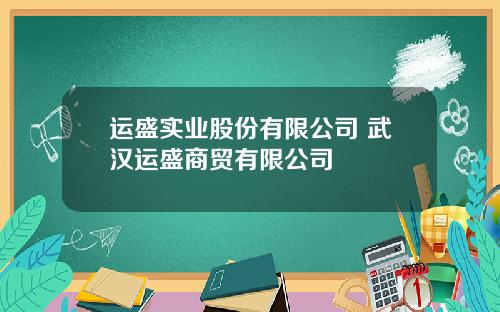 运盛实业股份有限公司 武汉运盛商贸有限公司