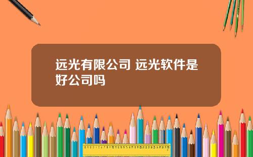 远光有限公司 远光软件是好公司吗