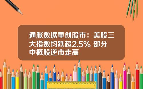 通胀数据重创股市：美股三大指数均跌超2.5% 部分中概股逆市走高