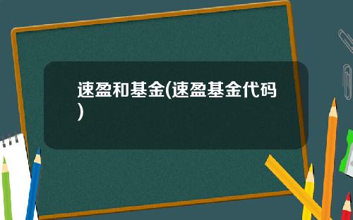 速盈和基金(速盈基金代码)