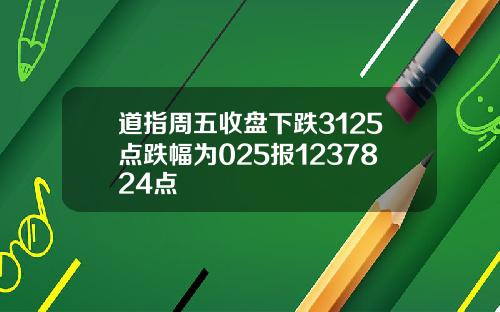道指周五收盘下跌3125点跌幅为025报1237824点