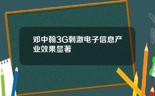 邓中翰3G刺激电子信息产业效果显著