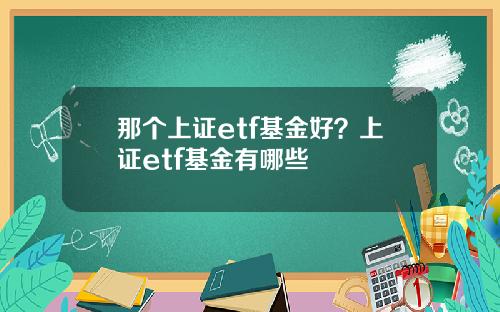 那个上证etf基金好？上证etf基金有哪些