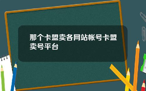 那个卡盟卖各网站帐号卡盟卖号平台